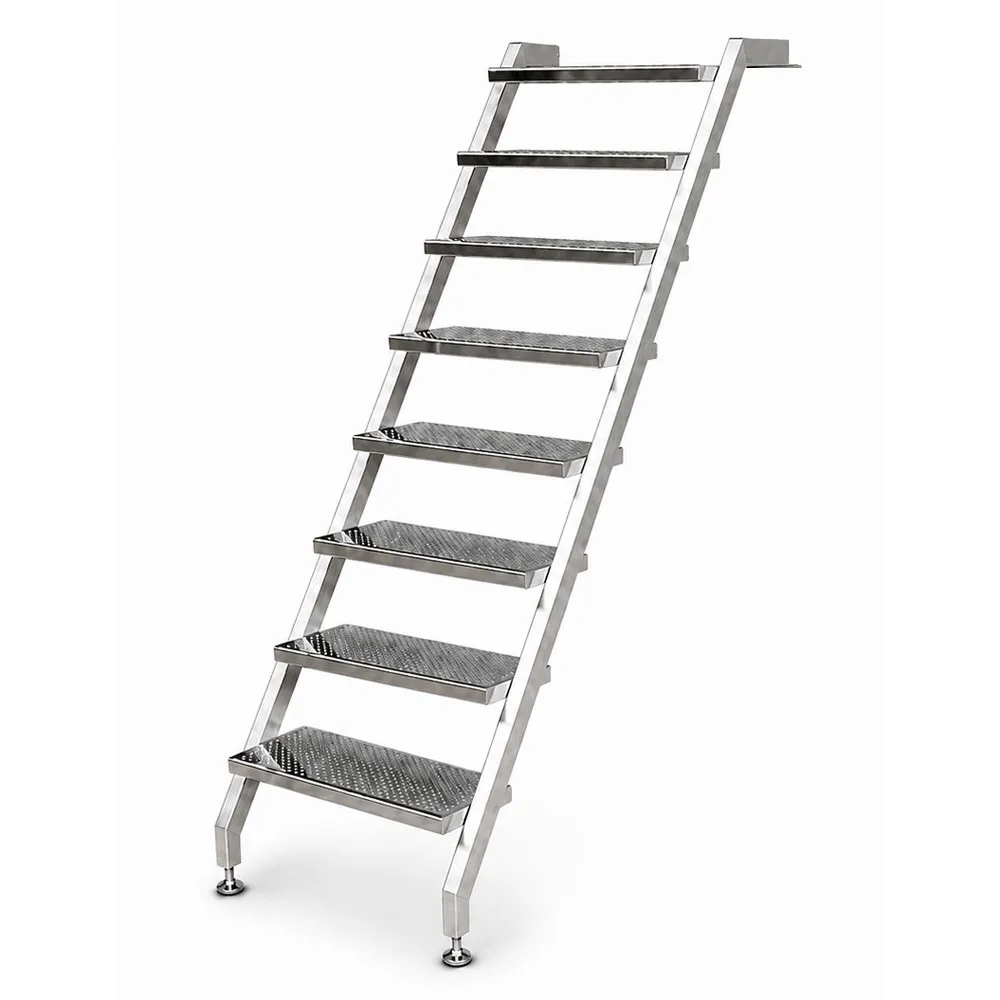 Pooltreppe aus Edelstahl V4A mit 8 Stufen ohne Handlauf, für Schwimmbecken