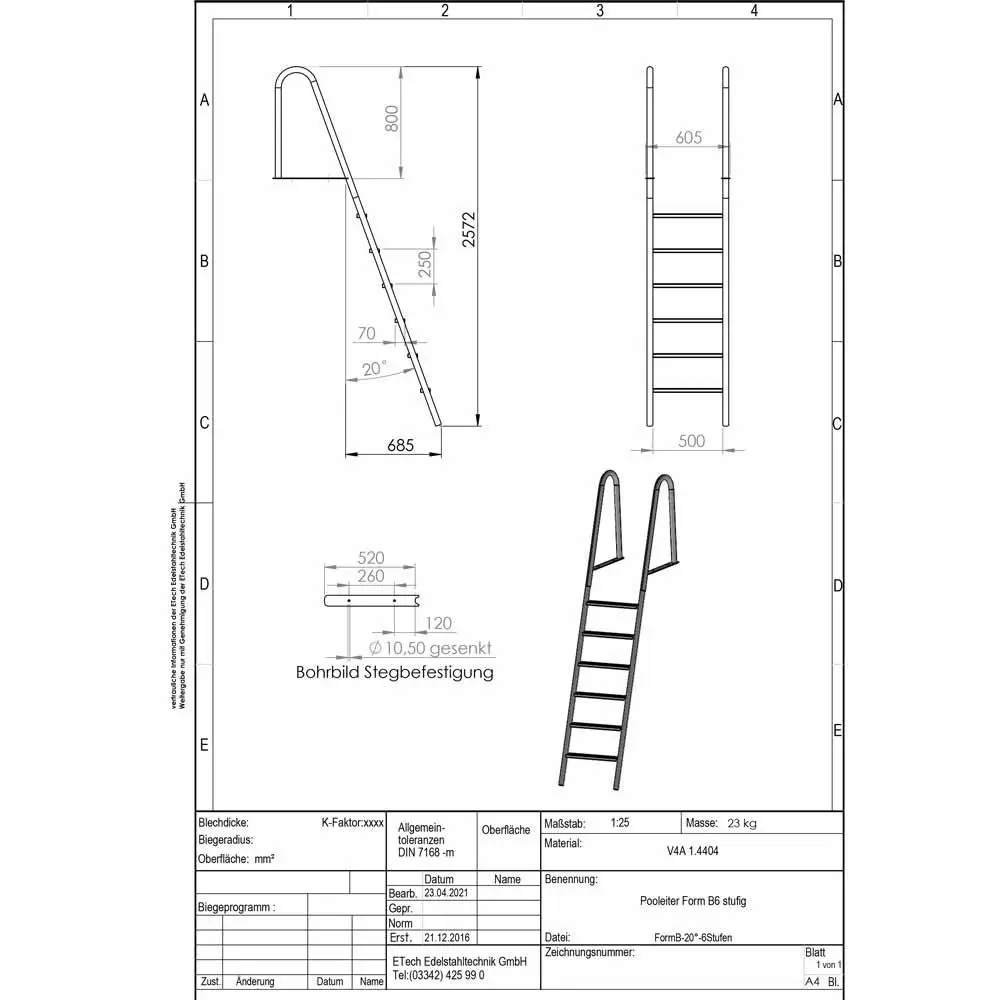 Poolleiter-B6-technische Daten