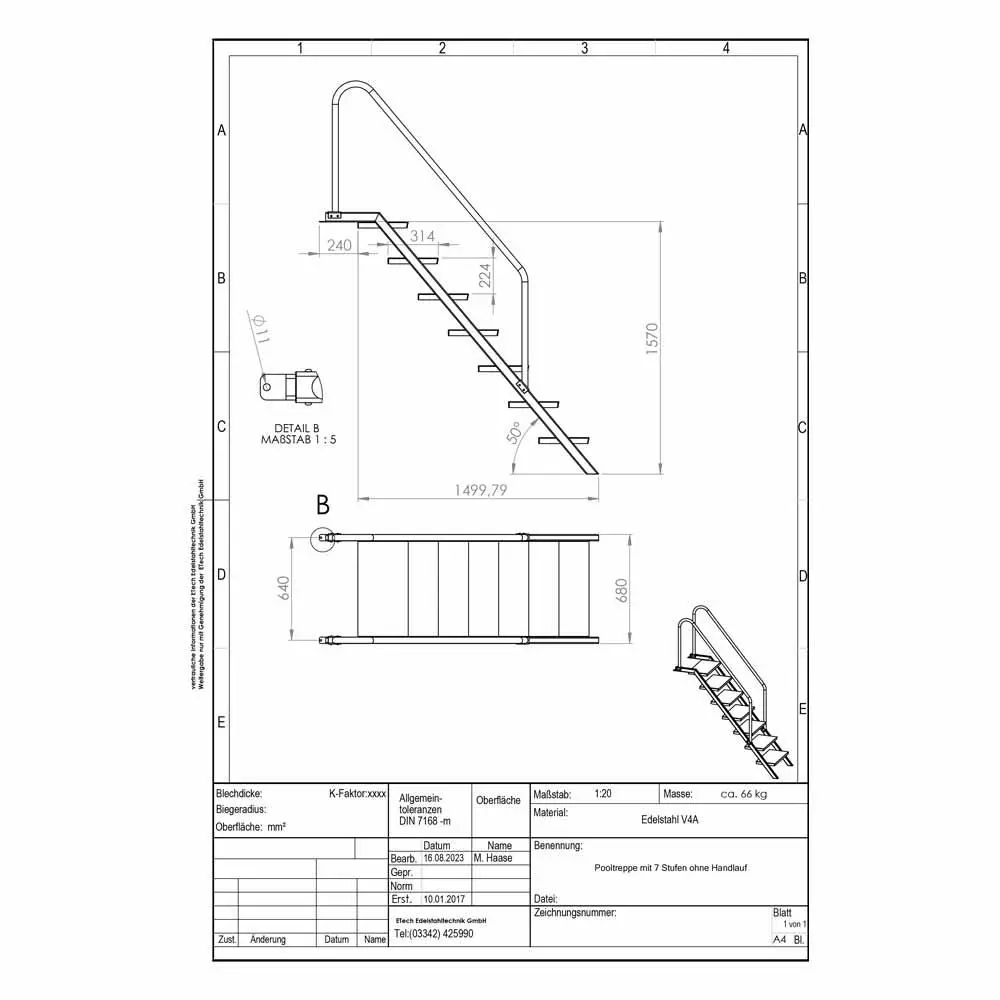 Pooltreppe-technische Daten