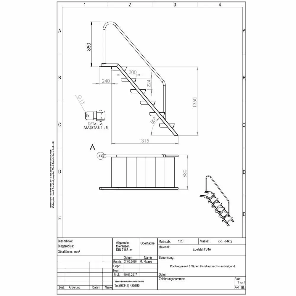 Pooltreppe-technische Daten